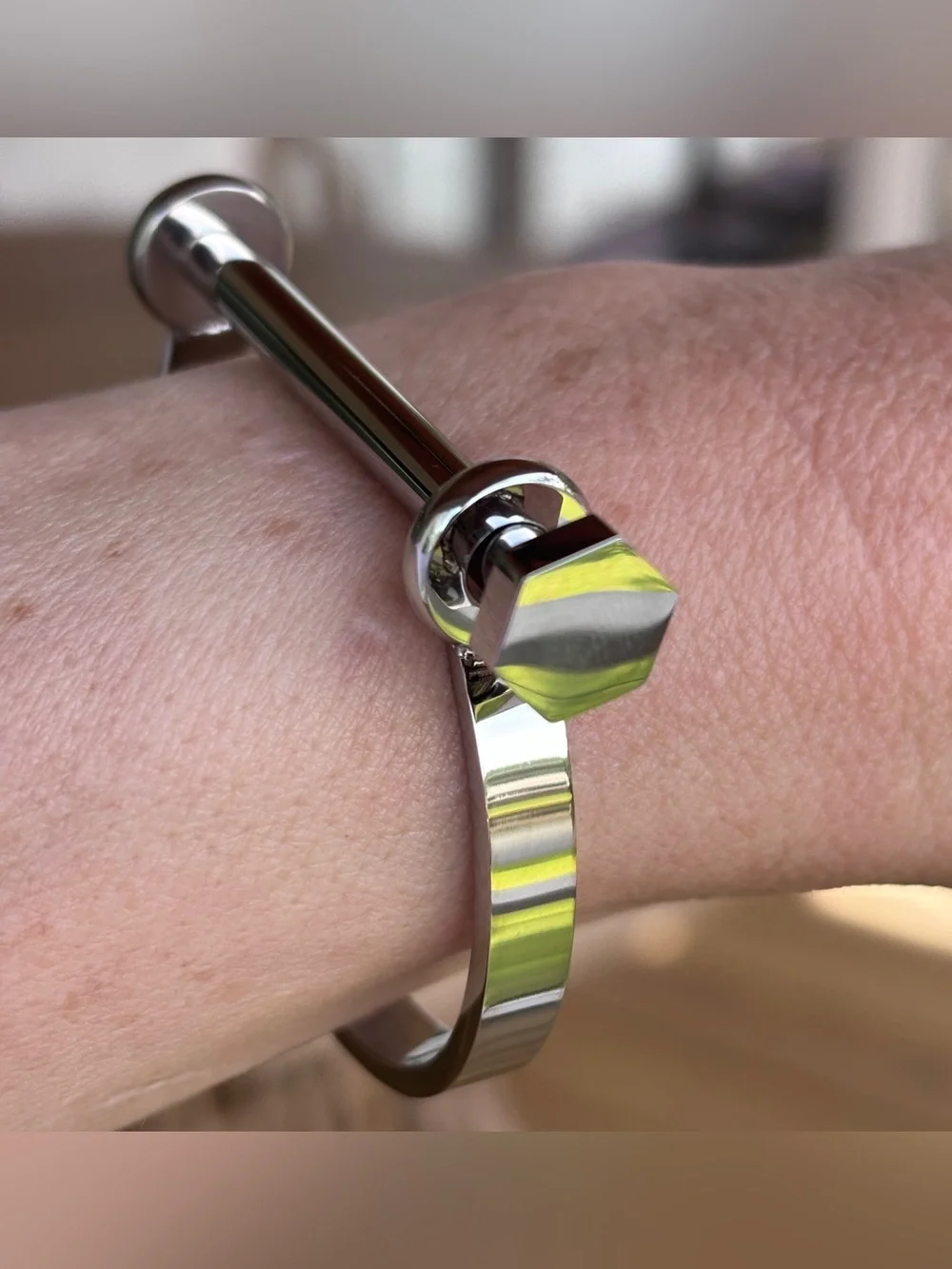 Hex Nut Screw Cuff Bracelet - Silver Women's Jewelry for 6.5